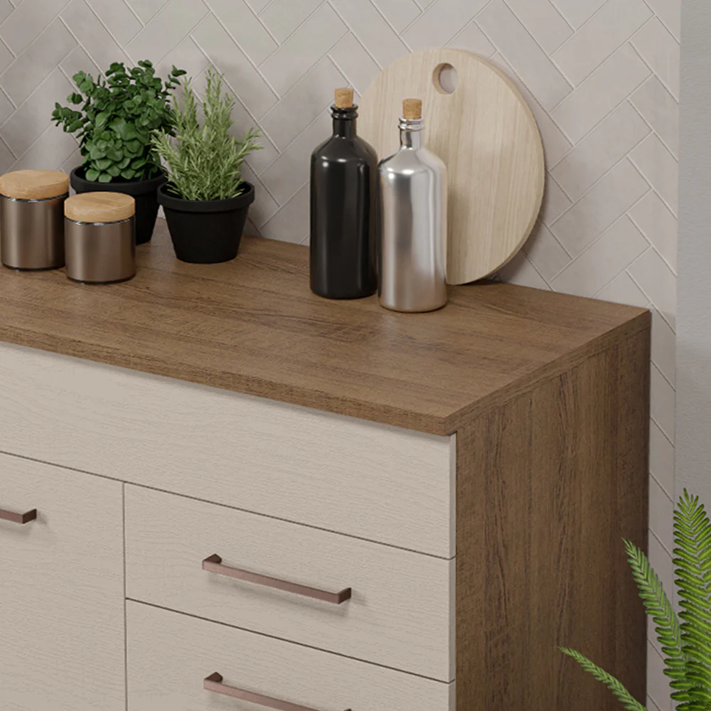 Balcão Gabinete 150 cm 2 Gavetas 2 Portas (Com Tampo) Rustic/Crema Agata Madesa - Image 6