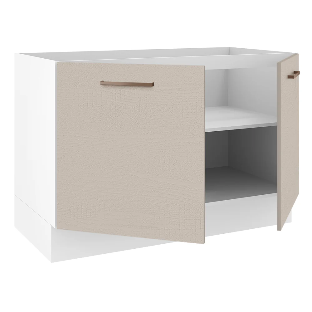 Balcão Gabinete de Pia 2 Portas Branco/Crema Agata Madesa - Image 4