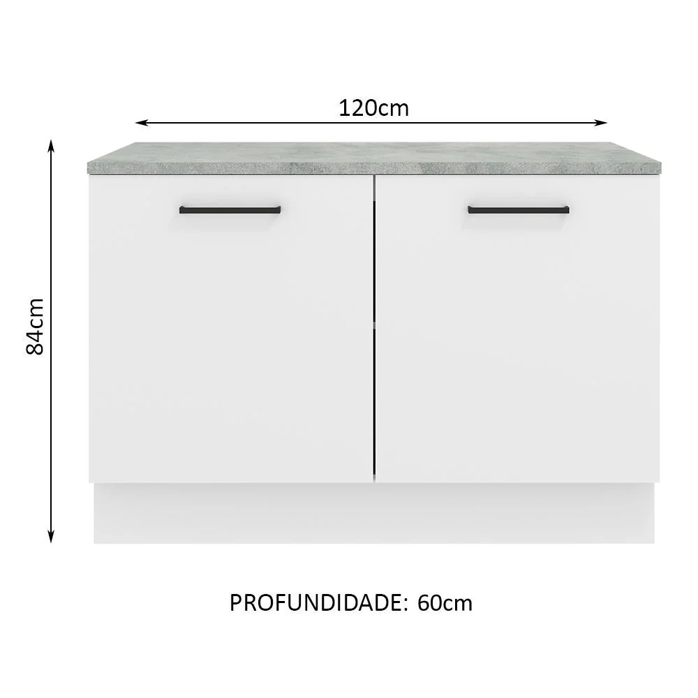 Balcão Gabinete Madesa Agata 120 x 60 cm 2 Portas (Com Tampo) Branco - Image 2