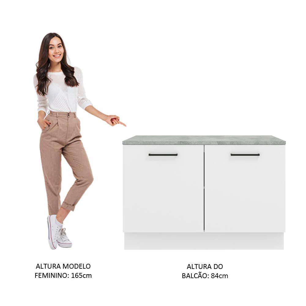 Balcão Gabinete Madesa Agata 120 x 60 cm 2 Portas (Com Tampo) Branco - Image 5