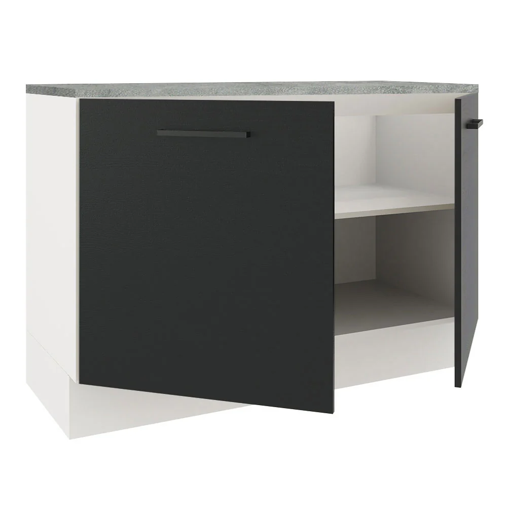 Balcão Gabinete Madesa Agata 120 x 60 cm 2 Portas (Com Tampo) Branco/Preto - Image 4