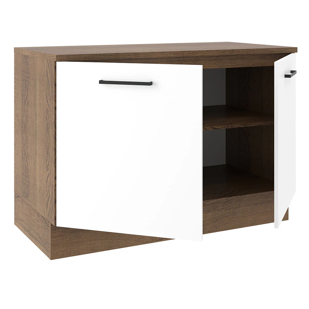 Balcão Gabinete Madesa Agata 120 x 60 cm 2 Portas (Com Tampo) Rustic/Branco - Image 4