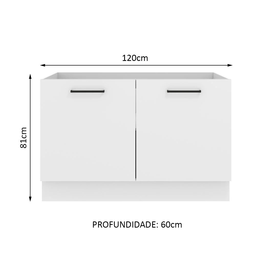 Balcão Gabinete de Pia Madesa Agata 120 x 60 cm 2 Portas (Sem Tampo) Branco - Image 2