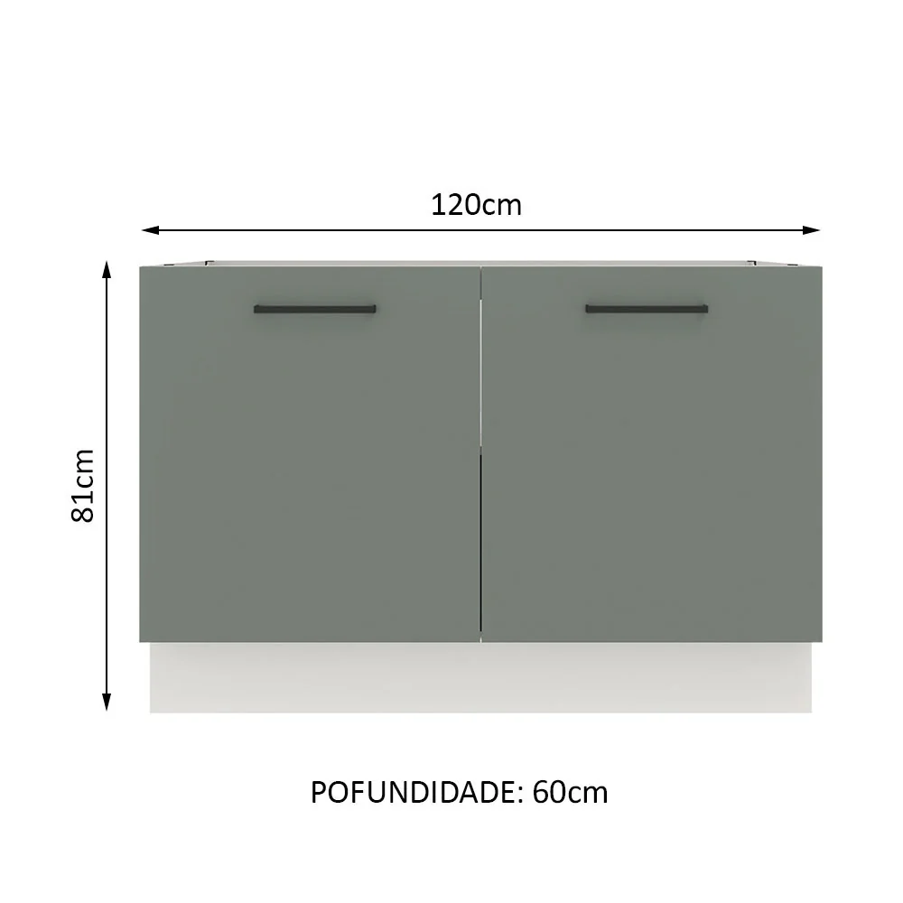 Balcão Gabinete de Pia Madesa Agata 120 x 60 cm 2 Portas (Sem Tampo) Branco/Cinza - Image 2