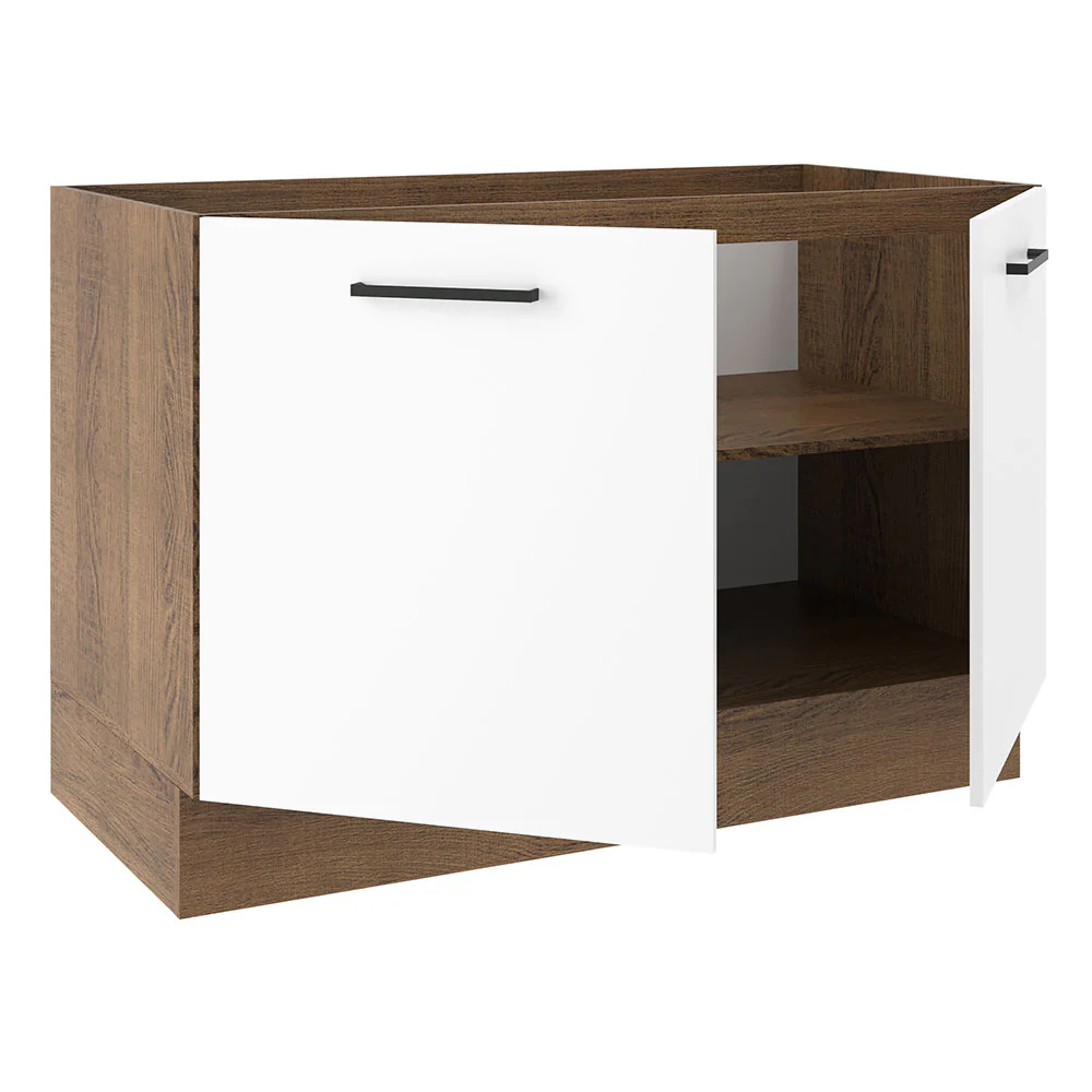 Balcão Gabinete de Pia Madesa Agata 120 x 60 cm 2 Portas (Sem Tampo) Rustic/Branco - Image 4