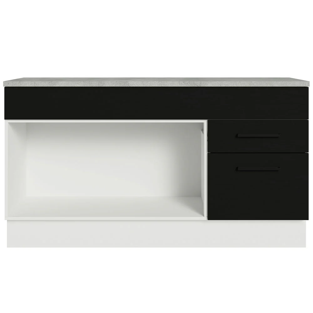 Balcão Gabinete Madesa Agata 150 cm 2 Gavetas 2 Portas (Com Tampo) Branco/Preto - Image 12
