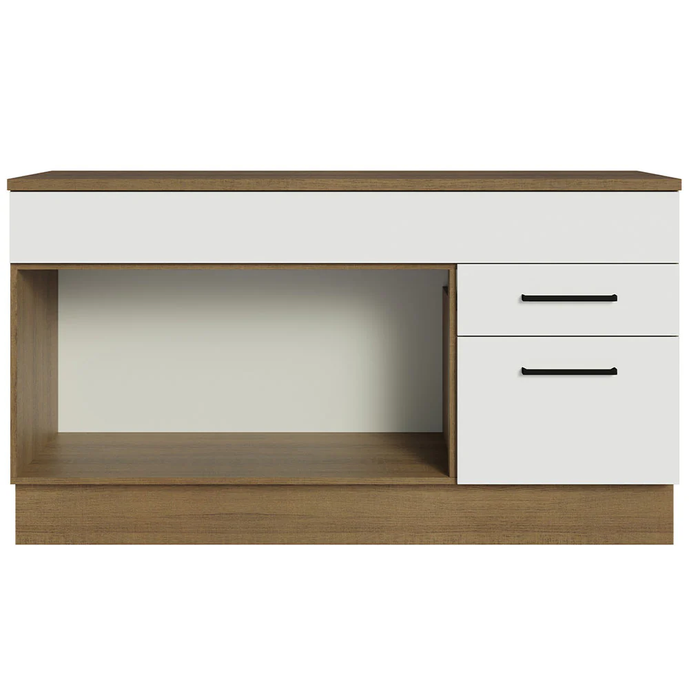 Balcão Gabinete Madesa Agata 150 cm 2 Gavetas 2 Portas (Com Tampo) Rustic/Branco - Image 12