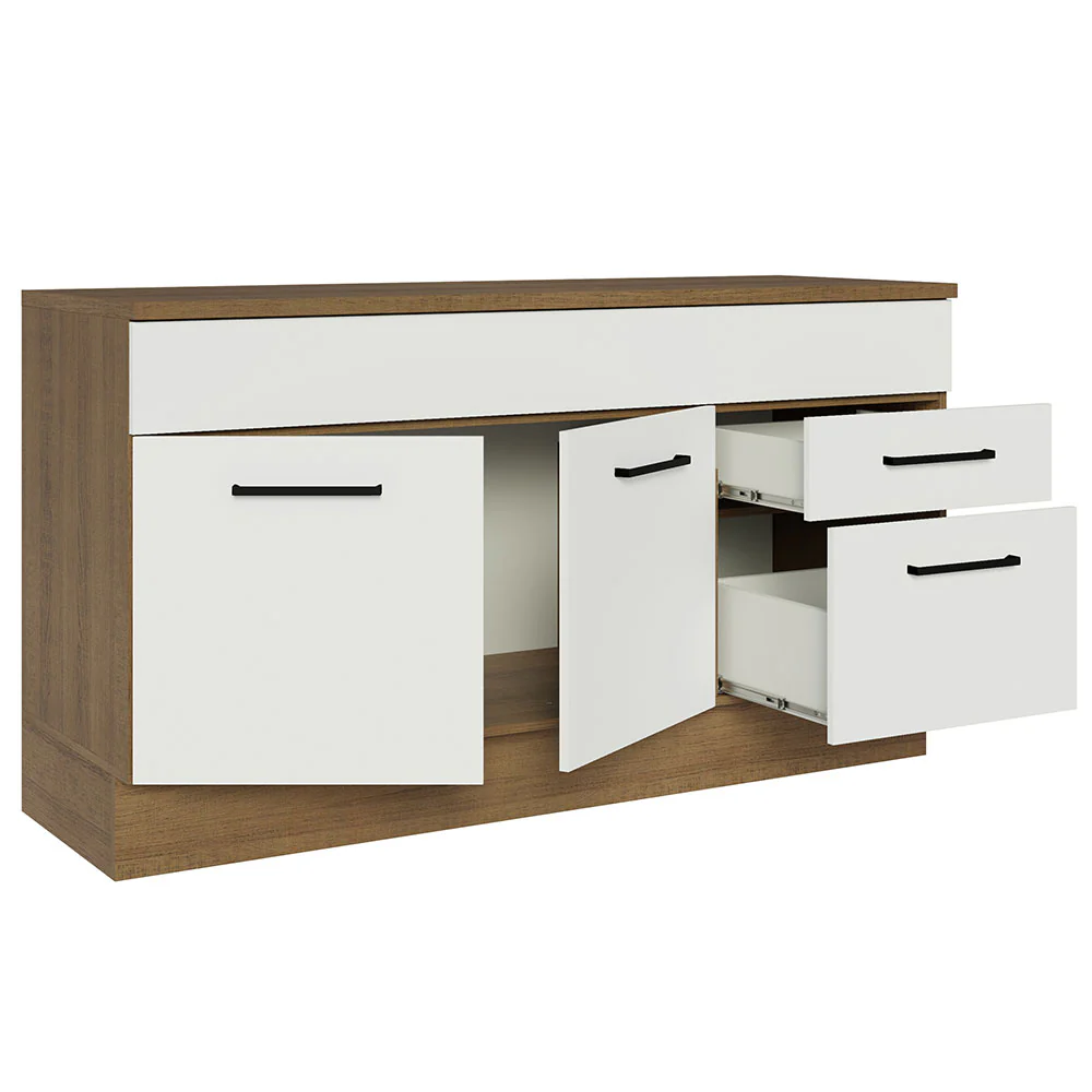 Balcão Gabinete Madesa Agata 150 cm 2 Gavetas 2 Portas (Com Tampo) Rustic/Branco - Image 4