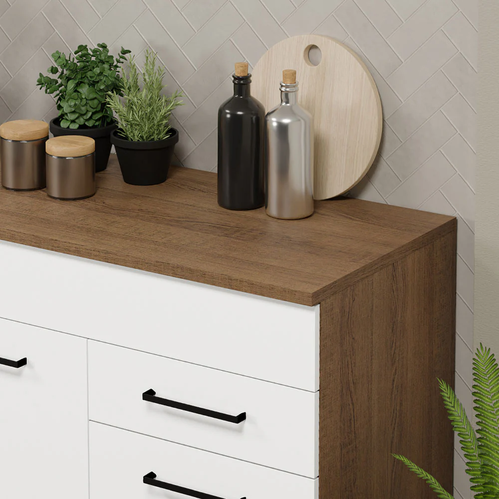 Balcão Gabinete Madesa Agata 150 cm 2 Gavetas 2 Portas (Com Tampo) Rustic/Branco - Image 6