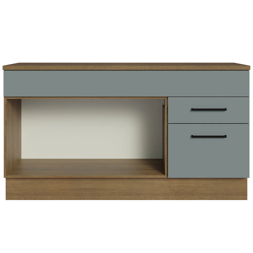 Balcão Gabinete Madesa Agata 150 cm 2 Gavetas 2 Portas (Com Tampo) Rustic/Cinza - Image 12
