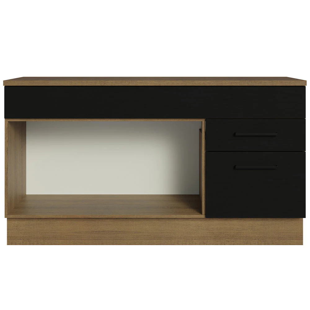 Balcão Gabinete Madesa Agata 150 cm 2 Gavetas 2 Portas (Com Tampo) Rustic/Preto - Image 12