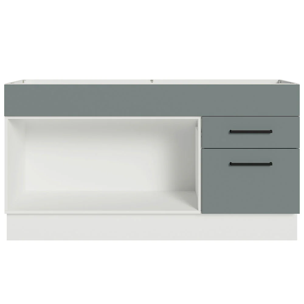 Balcão Gabinete de Pia Madesa Agata 150 cm 2 Portas e 2 Gavetas (Sem Tampo e Pia) Branco/Cinza - Image 12