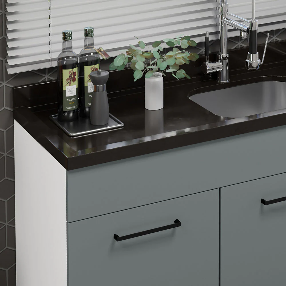 Balcão Gabinete de Pia Madesa Agata 150 cm 2 Portas e 2 Gavetas (Sem Tampo e Pia) Branco/Cinza - Image 6