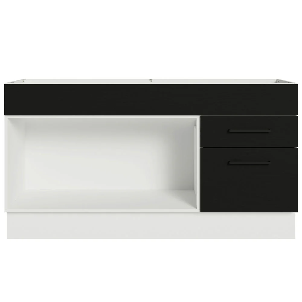 Balcão Gabinete de Pia Madesa Agata 150 cm 2 Portas e 2 Gavetas (Sem Tampo e Pia) Branco/Preto - Image 12