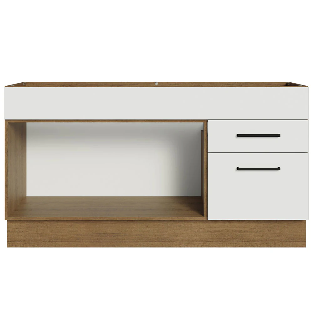 Balcão Gabinete de Pia Madesa Agata 150 cm 2 Portas e 2 Gavetas (Sem Tampo e Pia) Rustic/Branco - Image 12