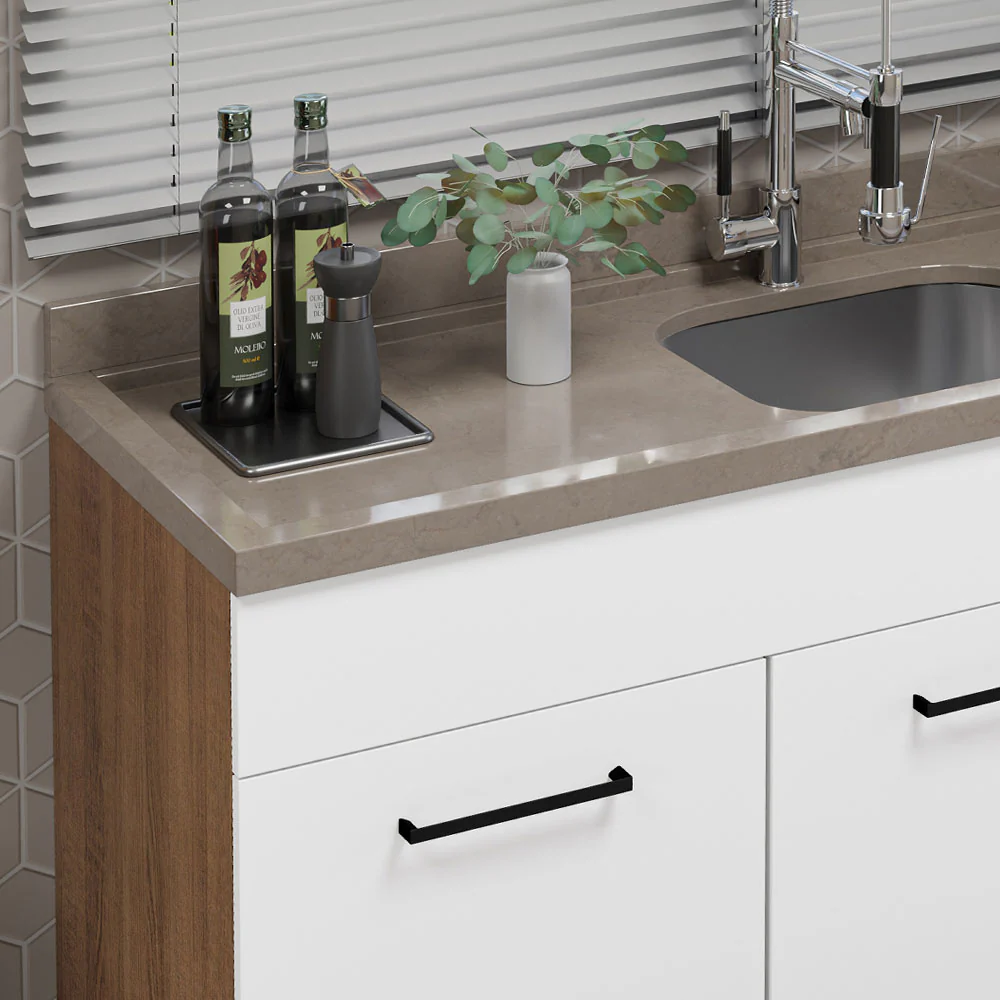 Balcão Gabinete de Pia Madesa Agata 150 cm 2 Portas e 2 Gavetas (Sem Tampo e Pia) Rustic/Branco - Image 6