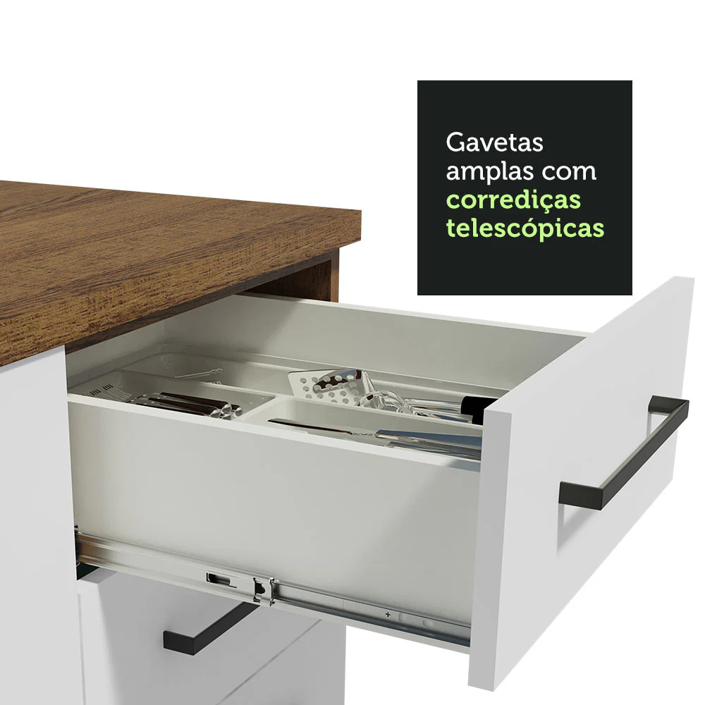 Balcão Gabinete de Pia Madesa Agata 150 cm 2 Portas e 2 Gavetas (Sem Tampo e Pia) Rustic/Branco - Image 8