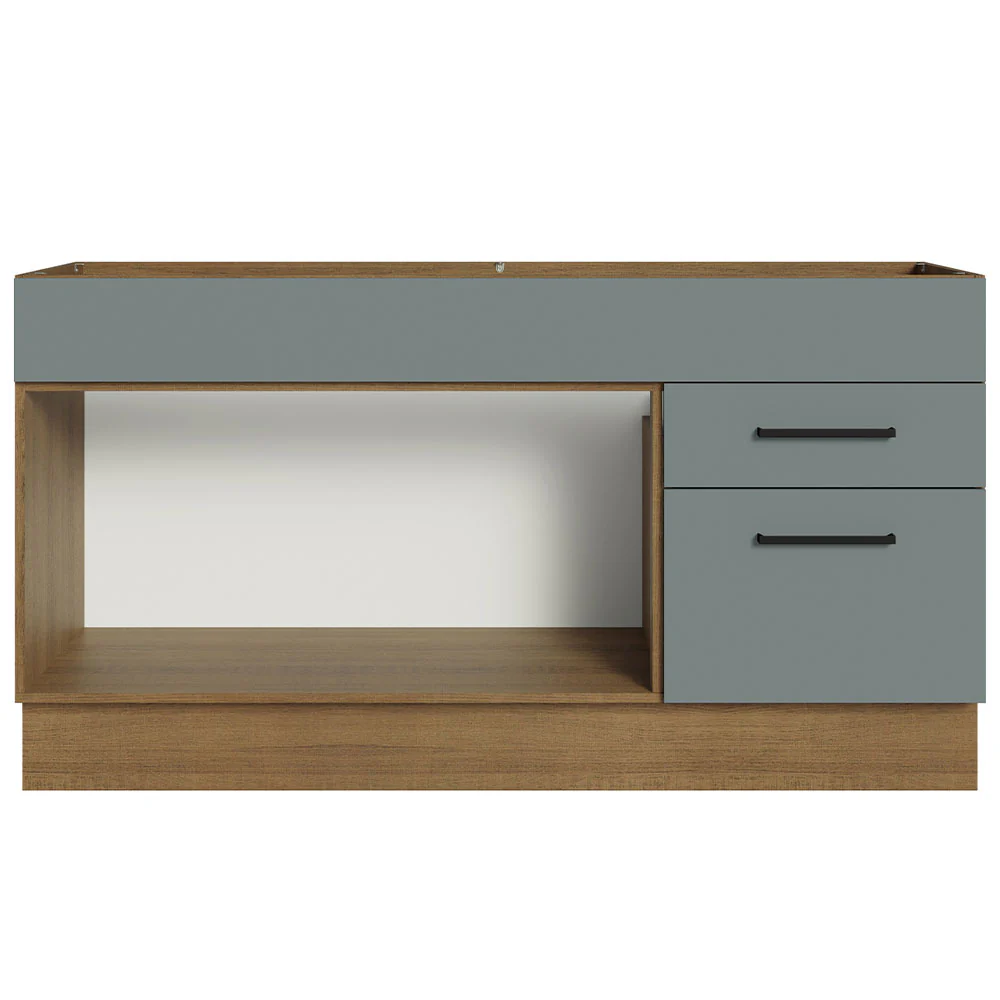 Balcão Gabinete de Pia Madesa Agata 150 cm 2 Portas e 2 Gavetas (Sem Tampo e Pia) Rustic/Cinza - Image 12