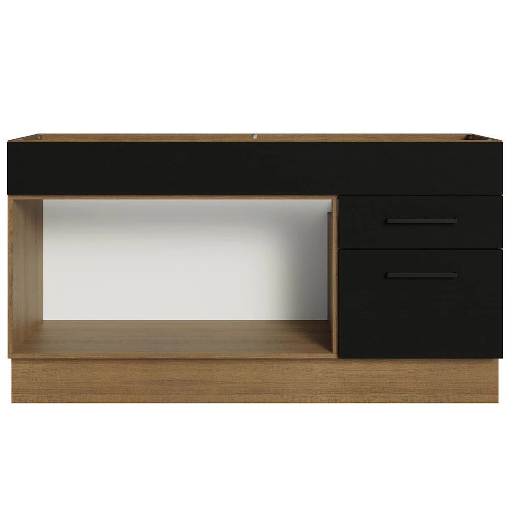 Balcão Gabinete de Pia Madesa Agata 150 cm 2 Portas e 2 Gavetas (Sem Tampo e Pia) Rustic/Preto - Image 12