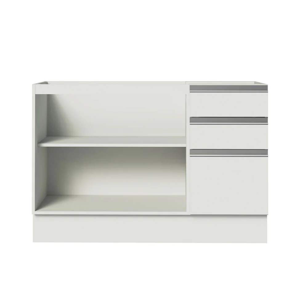 Balcão Gabinete de Pia Madesa Glamy 120 x 60 cm 2 Portas e 3 Gavetas (Sem Tampo) Branco - Image 10