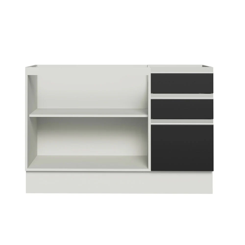 Balcão Gabinete de Pia Madesa Glamy 120 x 60 cm 2 Portas e 3 Gavetas (Sem Tampo) Branco/Preto - Image 11