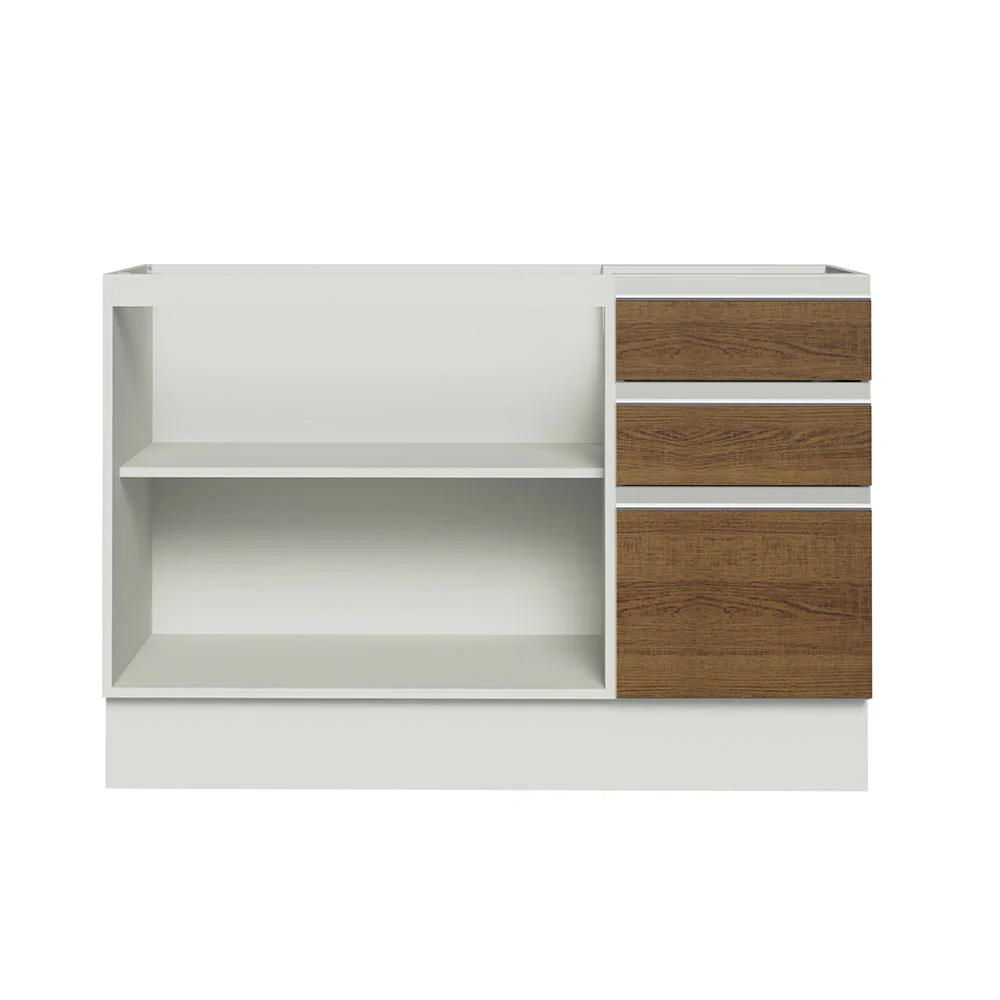 Balcão Gabinete de Pia Madesa Glamy 120 x 60 cm 2 Portas e 3 Gavetas (Sem Tampo) Branco/Rustic - Image 11