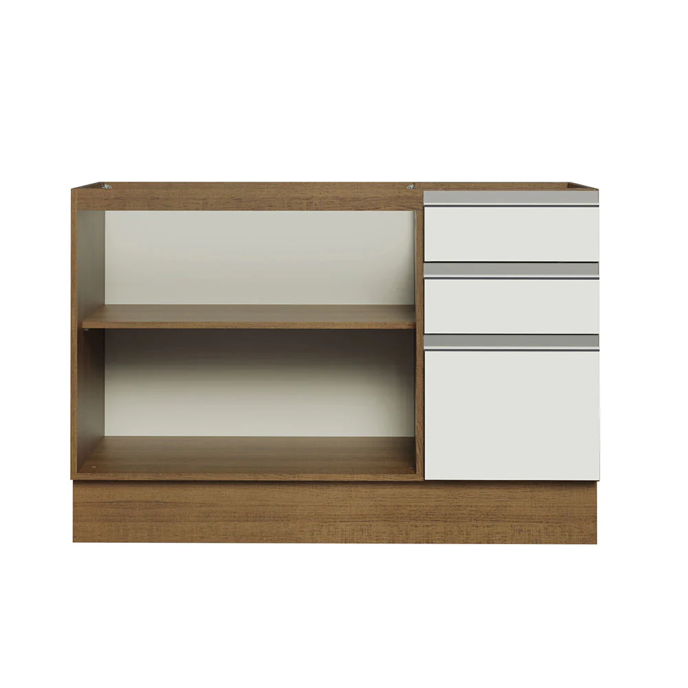 Balcão Gabinete de Pia Madesa Glamy 120 x 60 cm 2 Portas e 3 Gavetas (Sem Tampo) Rustic/Branco - Image 11