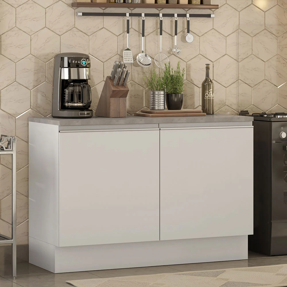 Balcão Gabinete Madesa Glamy 120 x 60 cm 2 Portas (Com Tampo) Branco - Image 2