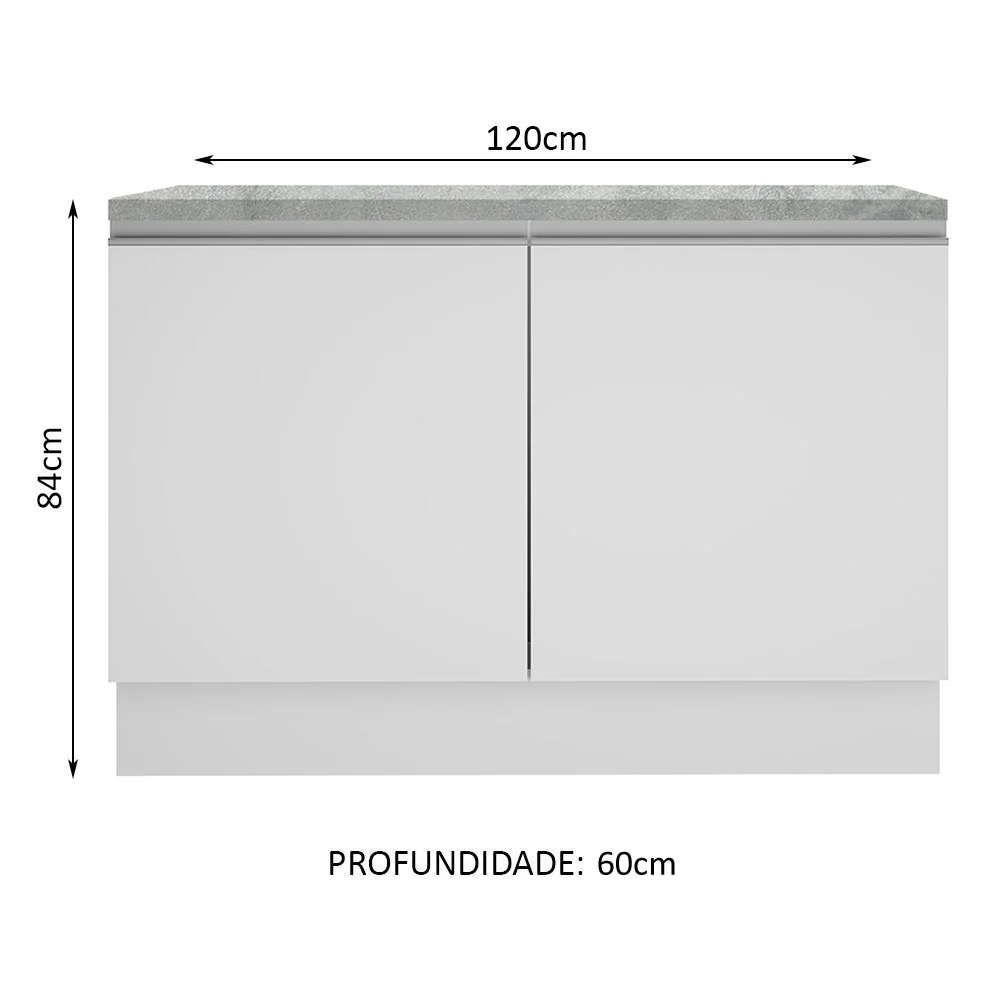 Balcão Gabinete Madesa Glamy 120 x 60 cm 2 Portas (Com Tampo) Branco - Image 3