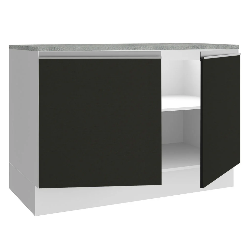 Balcão Gabinete Madesa Glamy 120 x 60 cm 2 Portas (Com Tampo) Branco/Preto - Image 5