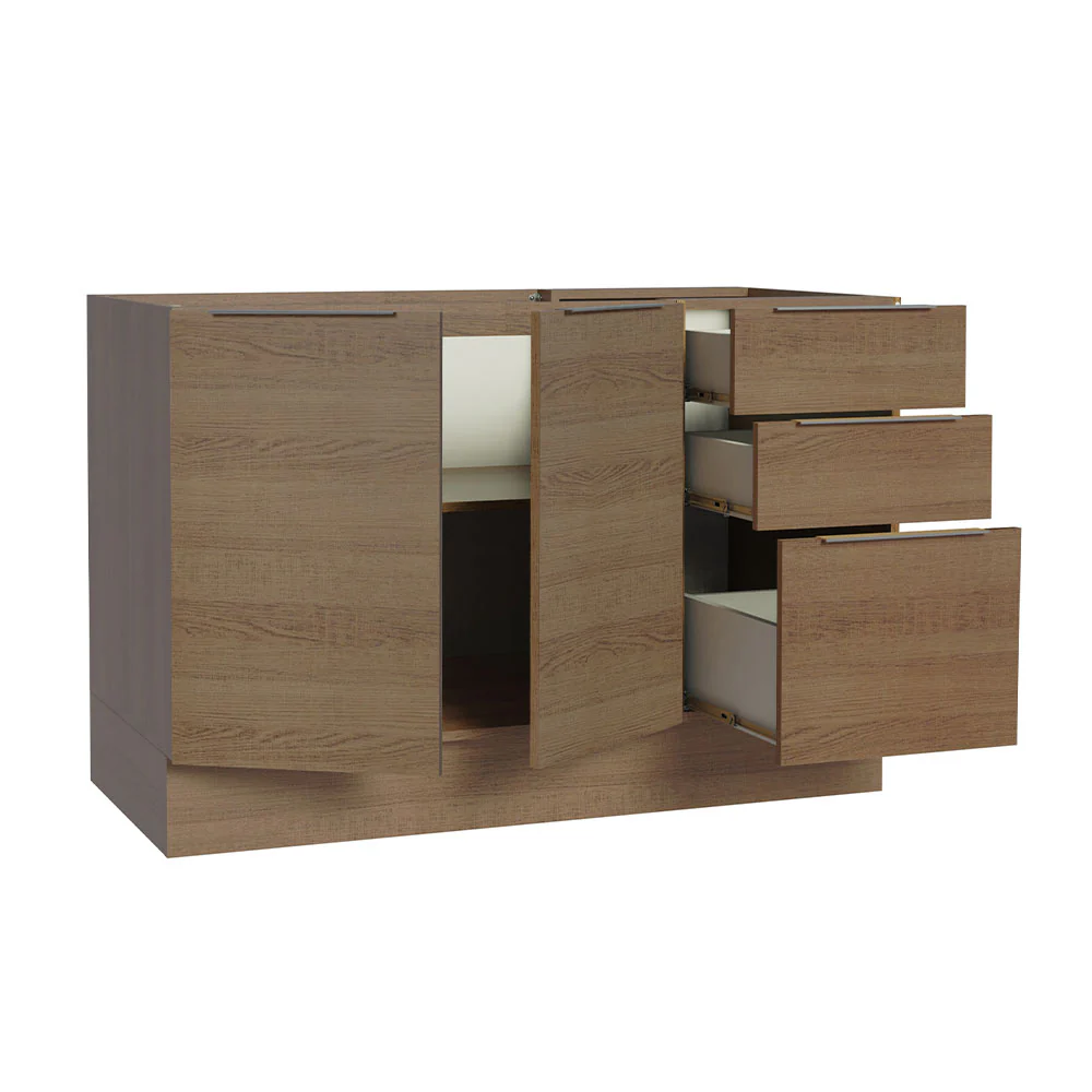 Balcão Gabinete de Pia Madesa Stella 120 x 60 cm 2 Portas e 3 Gavetas (Sem Tampo) Rustic - Image 3