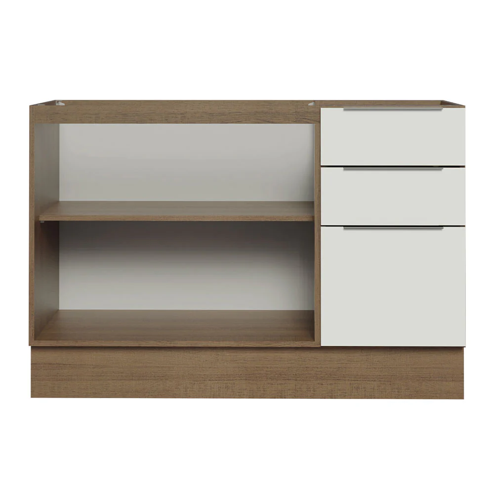 Balcão Gabinete de Pia Madesa Stella 120 x 60 cm 2 Portas e 3 Gavetas (Sem Tampo) Rustic/Branco - Image 11