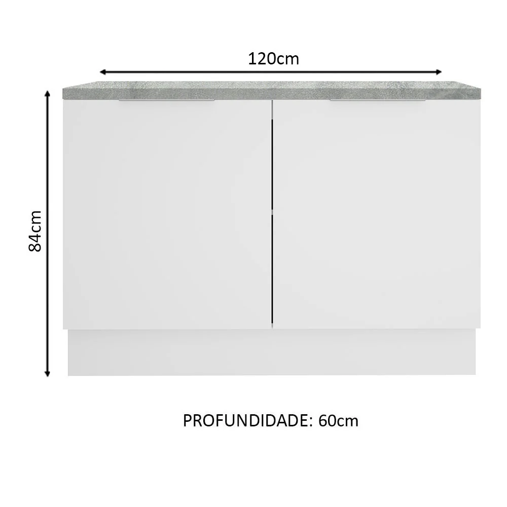 Balcão Gabinete Madesa Stella 120 x 60 cm 2 Portas (Com Tampo) Branco - Image 2