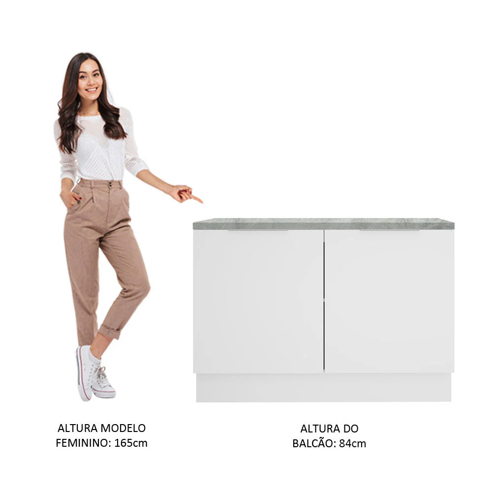 Balcão Gabinete Madesa Stella 120 x 60 cm 2 Portas (Com Tampo) Branco - Image 5