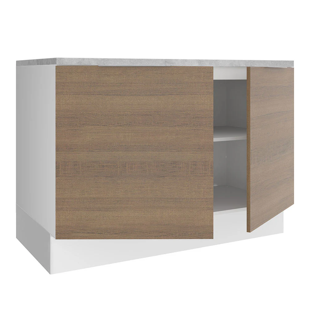 Balcão Gabinete Madesa Stella 120 x 60 cm 2 Portas (Com Tampo) Branco/Rustic - Image 4