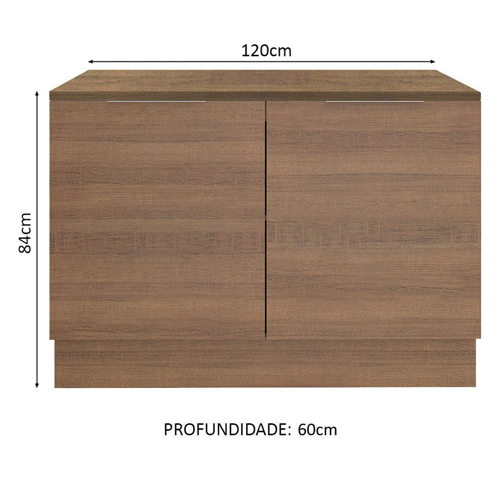 Balcão Gabinete Madesa Stella 120 x 60 cm 2 Portas (Com Tampo) Rustic - Image 2