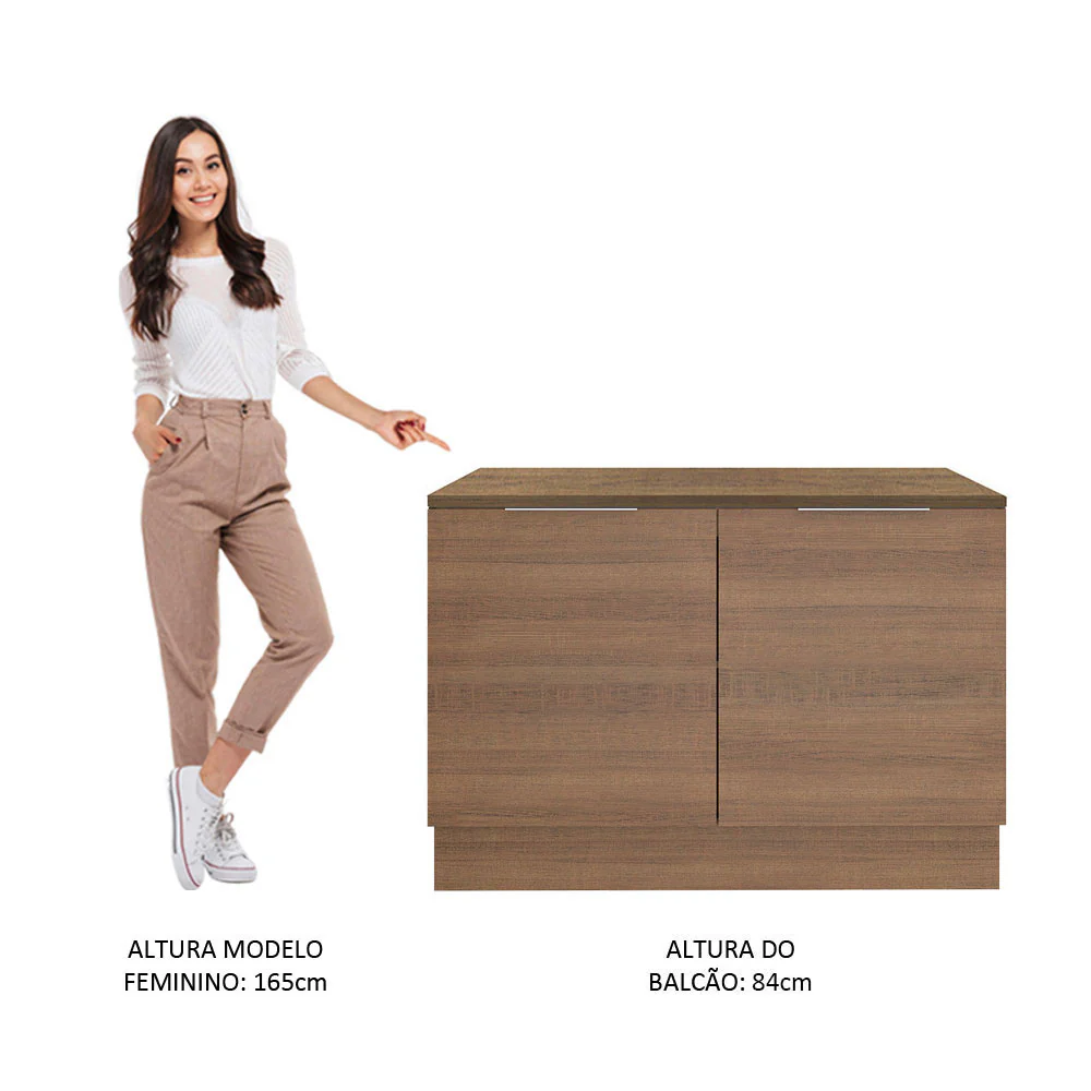 Balcão Gabinete Madesa Stella 120 x 60 cm 2 Portas (Com Tampo) Rustic - Image 5