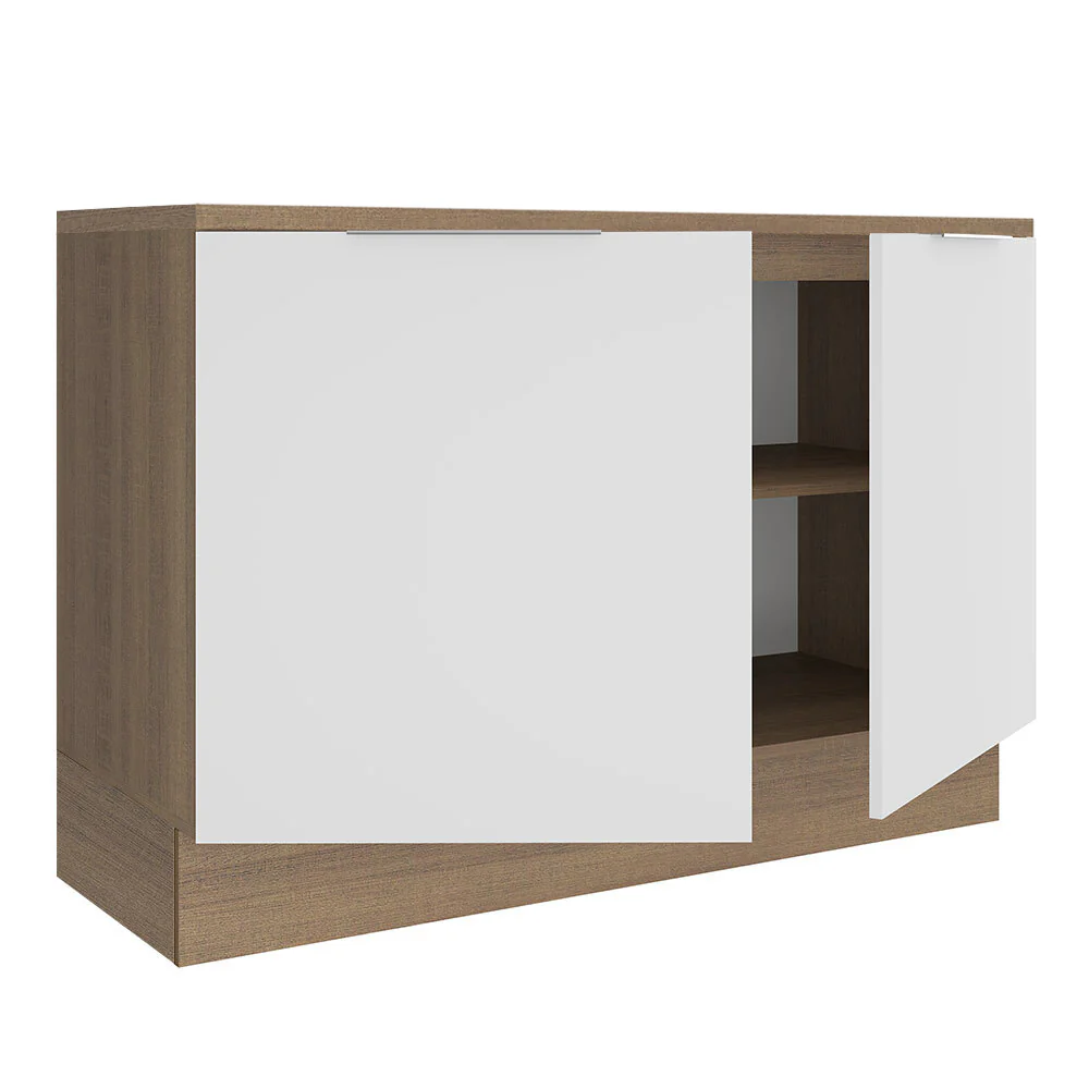 Balcão Gabinete Madesa Stella 120 x 60 cm 2 Portas (Com Tampo) Rustic/Branco - Image 4