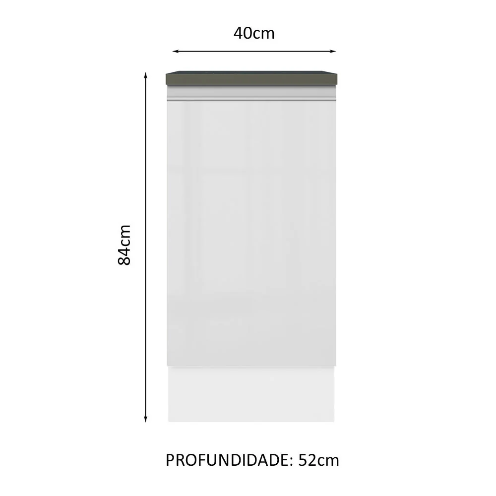 Balcão Madesa Acordes 100% MDF 40 cm 1 Porta Branco Brilho - Image 2