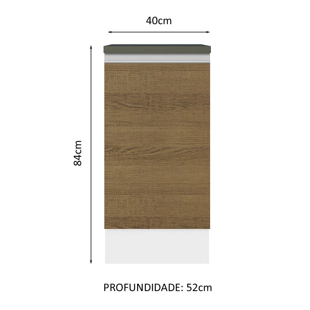 Balcão Madesa Acordes 100% MDF 40 cm 1 Porta Branco/Rustic - Image 2