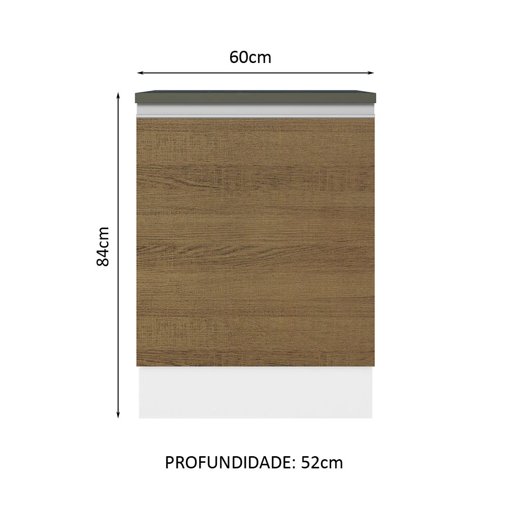 Balcão Madesa Acordes 100% MDF 60 cm 1 Porta Branco/Rustic - Image 2
