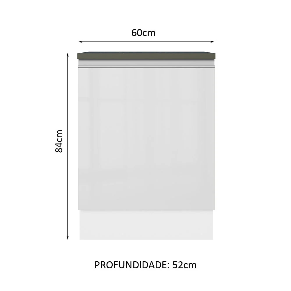 Balcão Madesa Acordes 100% MDF 60 cm 1 Porta Frente Branco Brilho - Image 2