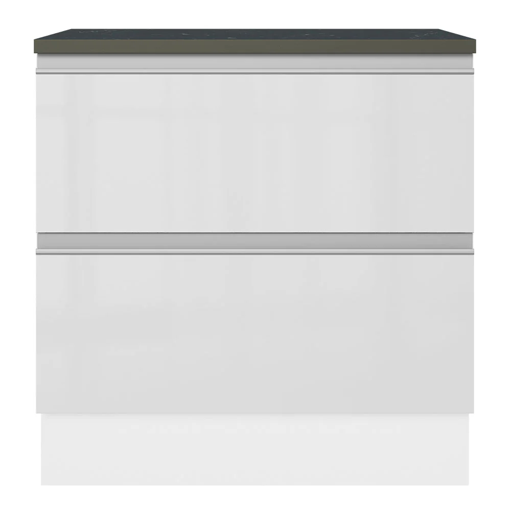 Balcão Madesa Acordes 100% MDF 80 cm 2 Gavetas Frentes Branco Brilho - Image 6