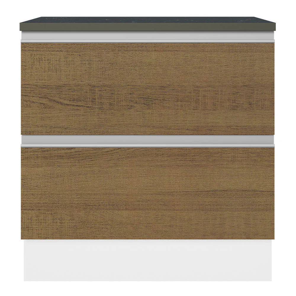 Balcão Madesa Acordes 100% MDF 80 cm 2 Gavetas Branco/Rustic - Image 6