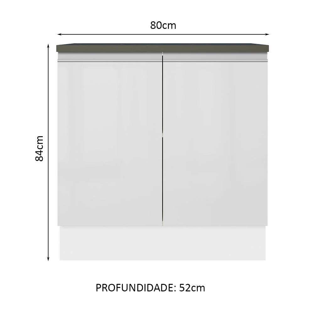 Balcão Madesa Acordes 100% MDF 80 cm 2 Portas Branco Brilho - Image 2