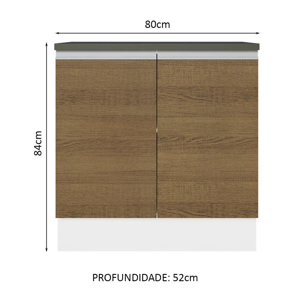 Balcão Madesa Acordes 100% MDF 80 cm 2 Portas Branco/Rustic - Image 2