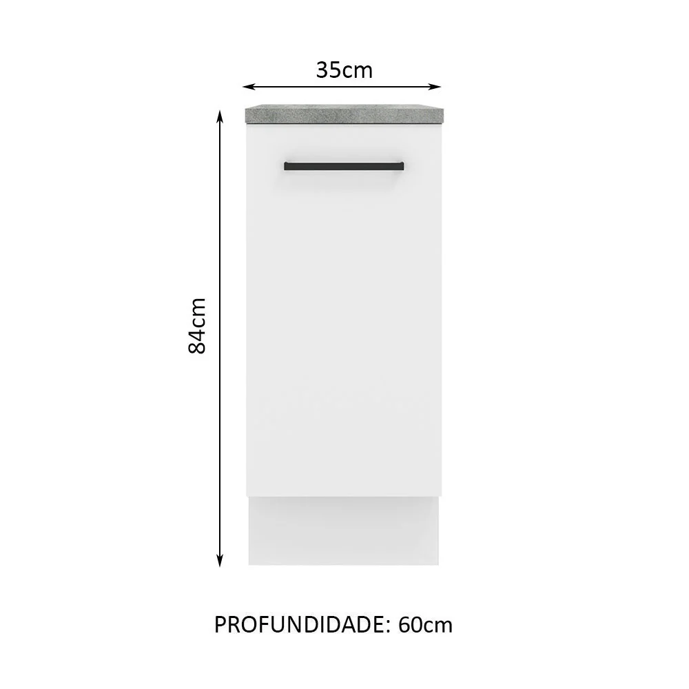 Balcão Madesa Agata 35 x 60 cm 1 Porta (Com Tampo) Branco - Image 2