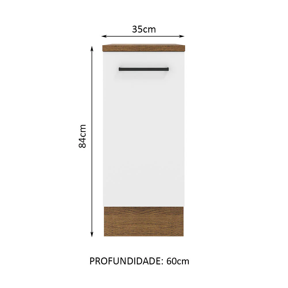 Balcão Madesa Agata 35 x 60 cm 1 Porta (Com Tampo) Rustic/Branco - Image 2