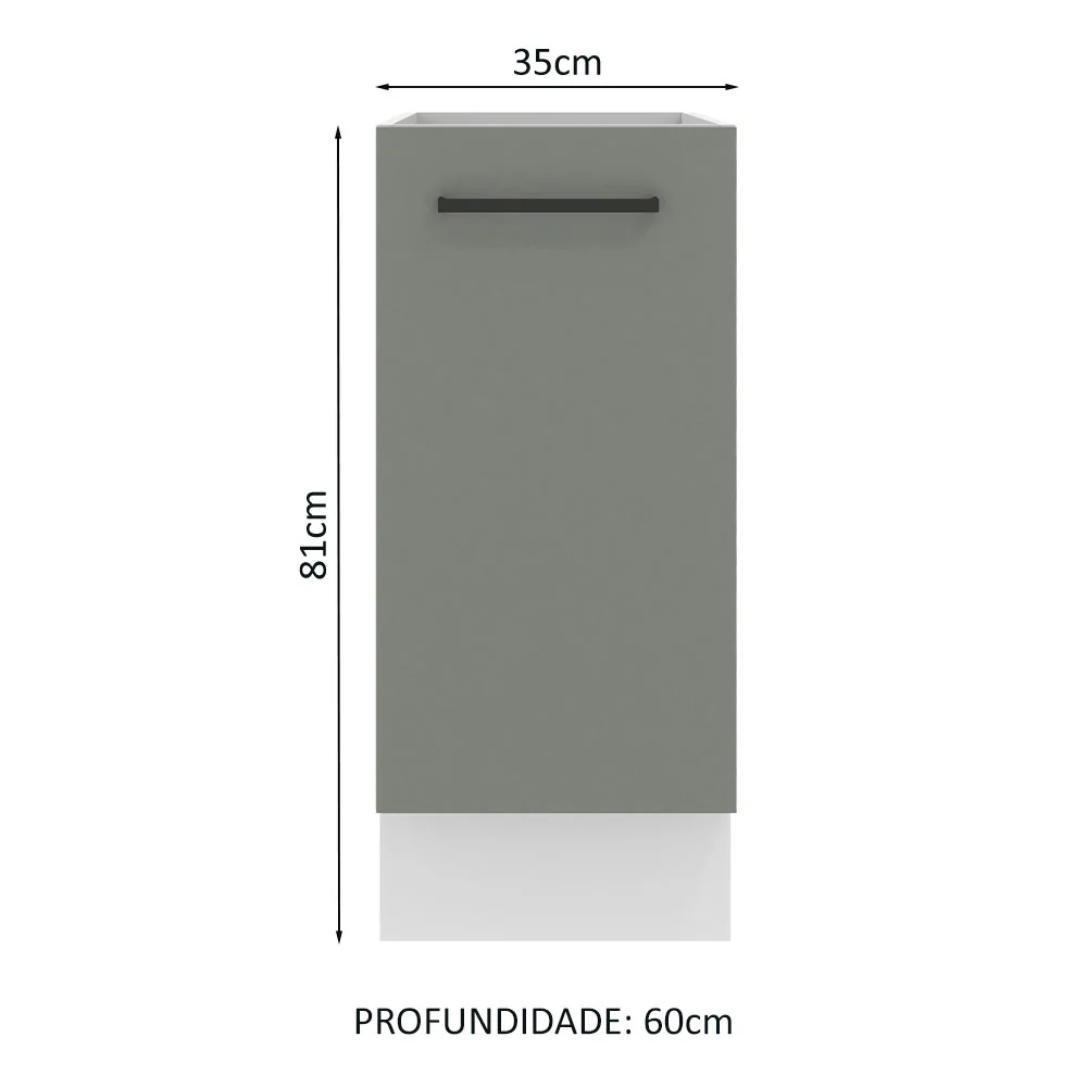 Balcão Madesa Agata 35 x 60 cm 1 Porta (Sem Tampo) Branco/Cinza - Image 2