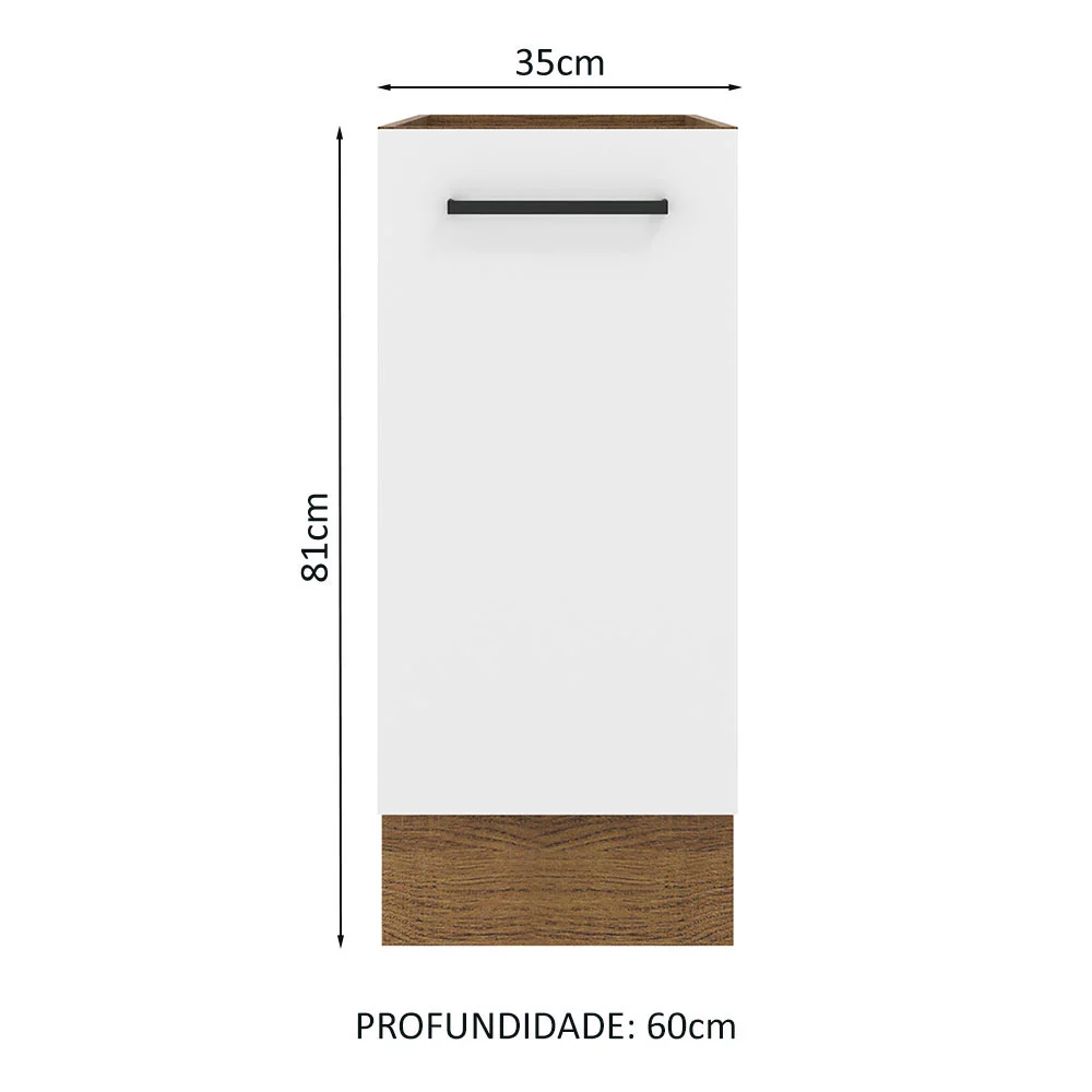 Balcão Madesa Agata 35 x 60 cm 1 Porta (Sem Tampo) Rustic/Branco - Image 2
